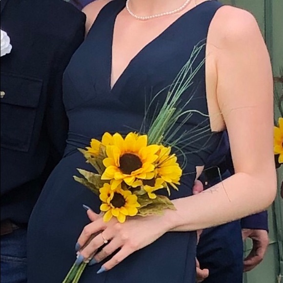 Azazie Bridesmaid Dress-Navy Size 8 - Picture 5 of 6